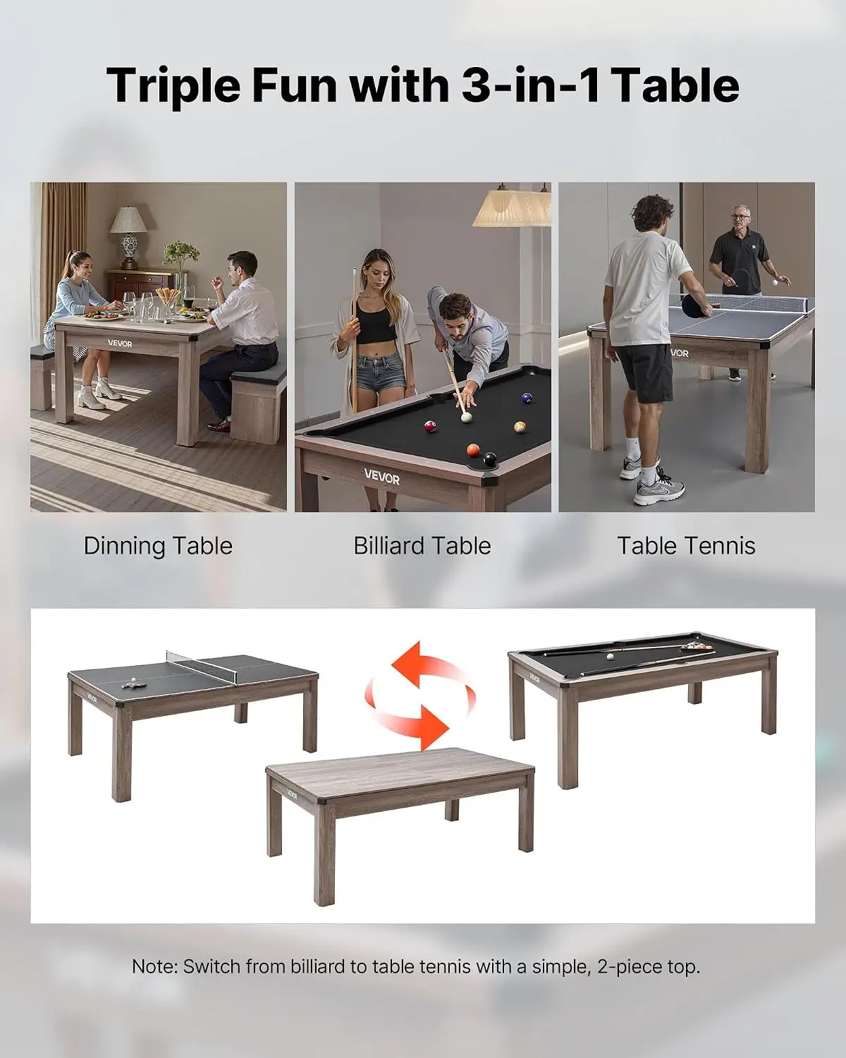 Table de jeux multifonction 3- - Table Tennis Live avis et prix